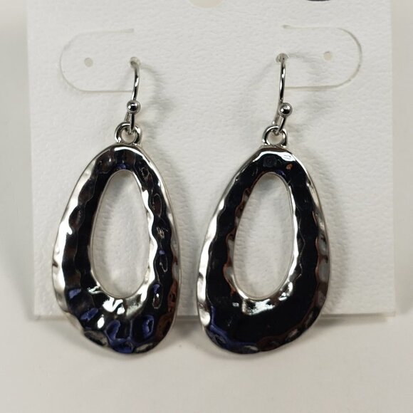 Hammered Silver Teardrop Earrings – Lightweight Dangle Fashion Jewelry for Women - Picture 2 of 5